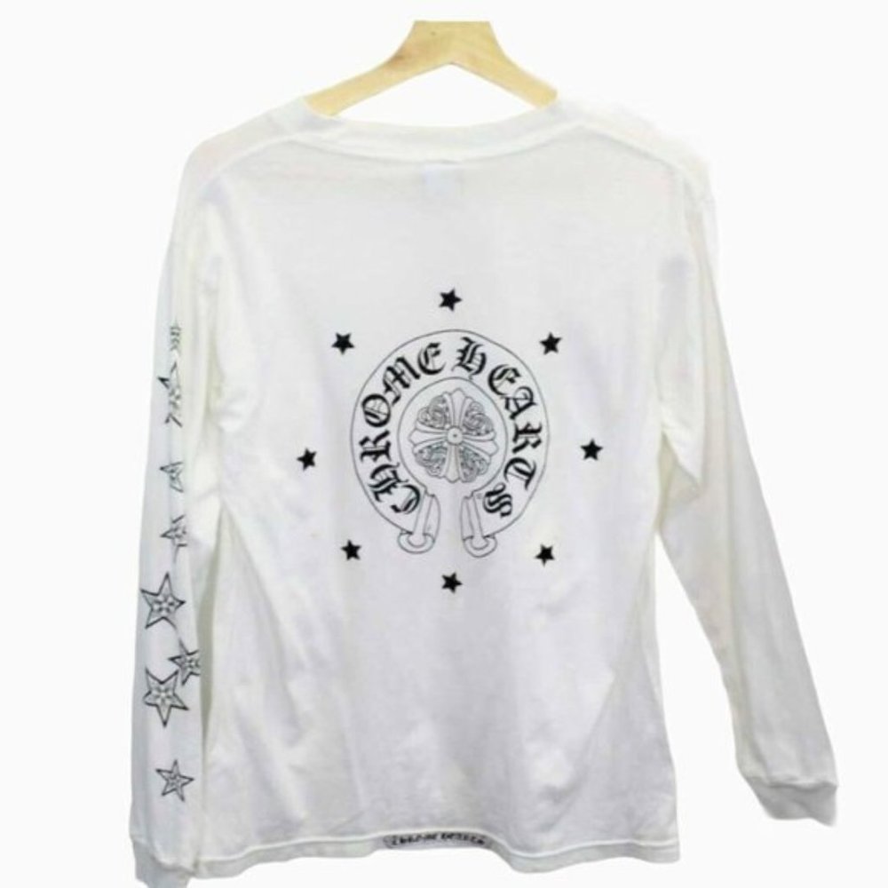 F125 Vintage Chrome Hearts Long Sleeve Shirt White